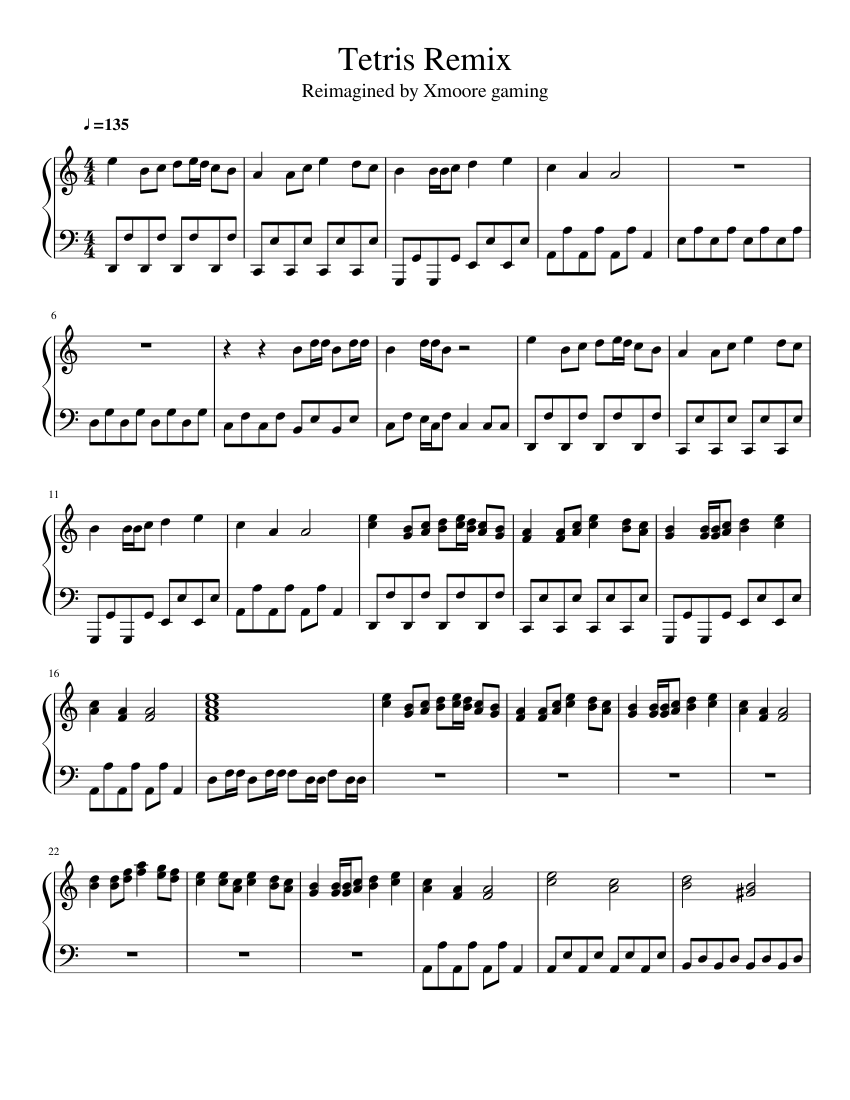 Tetris Theme A remix Sheet music for Piano | Download free in PDF or