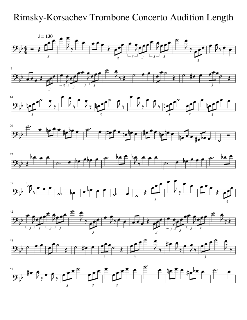 RimskyKorsachev Trombone Concerto Audition Length sheet music for