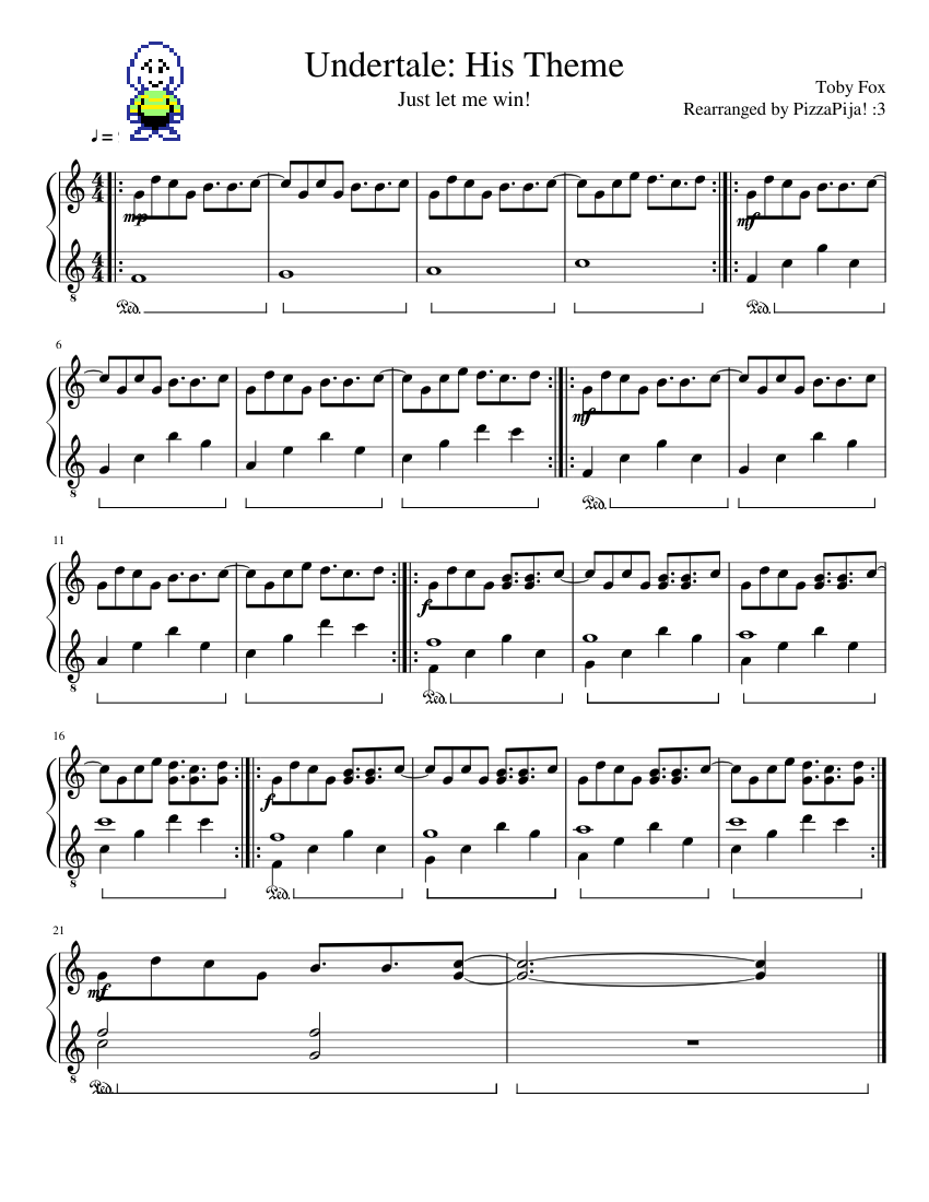 Undertale: His Theme Sheet music for Piano | Download free in PDF or ...