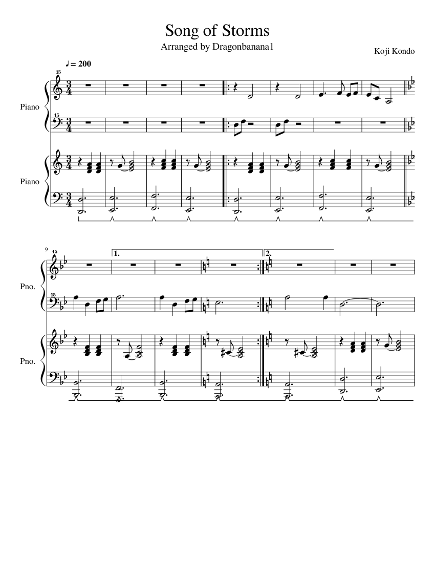 Song of Storms Sheet music for Piano (Piano Duo) | Musescore.com