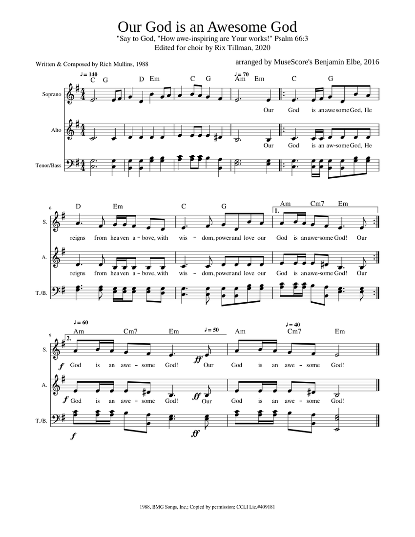 Our God is an Awesome God Sheet music | Musescore.com