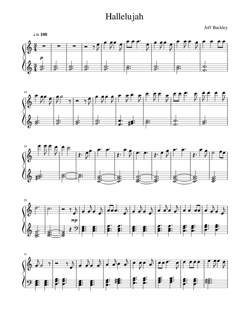 Hallelujah Sheet music for Piano (Solo) | Musescore.com