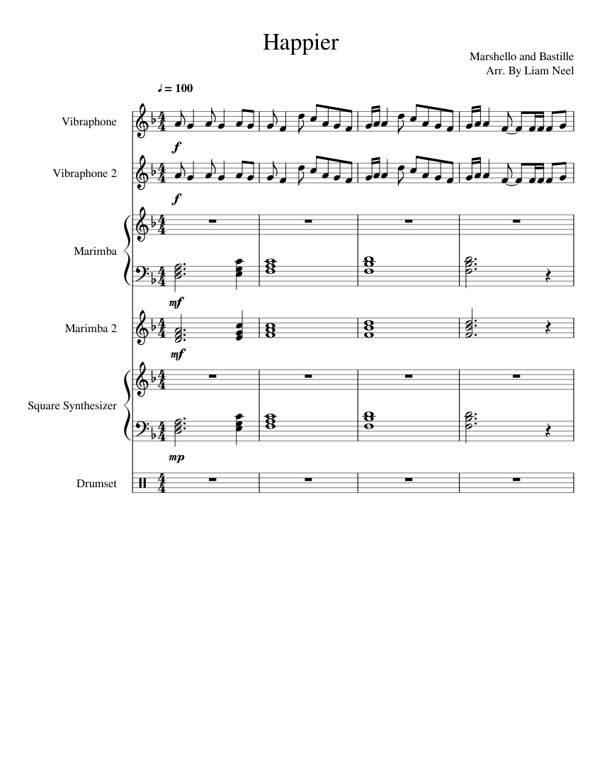 Happier- Marshmello sheet music for Percussion, Synthesizer download ...