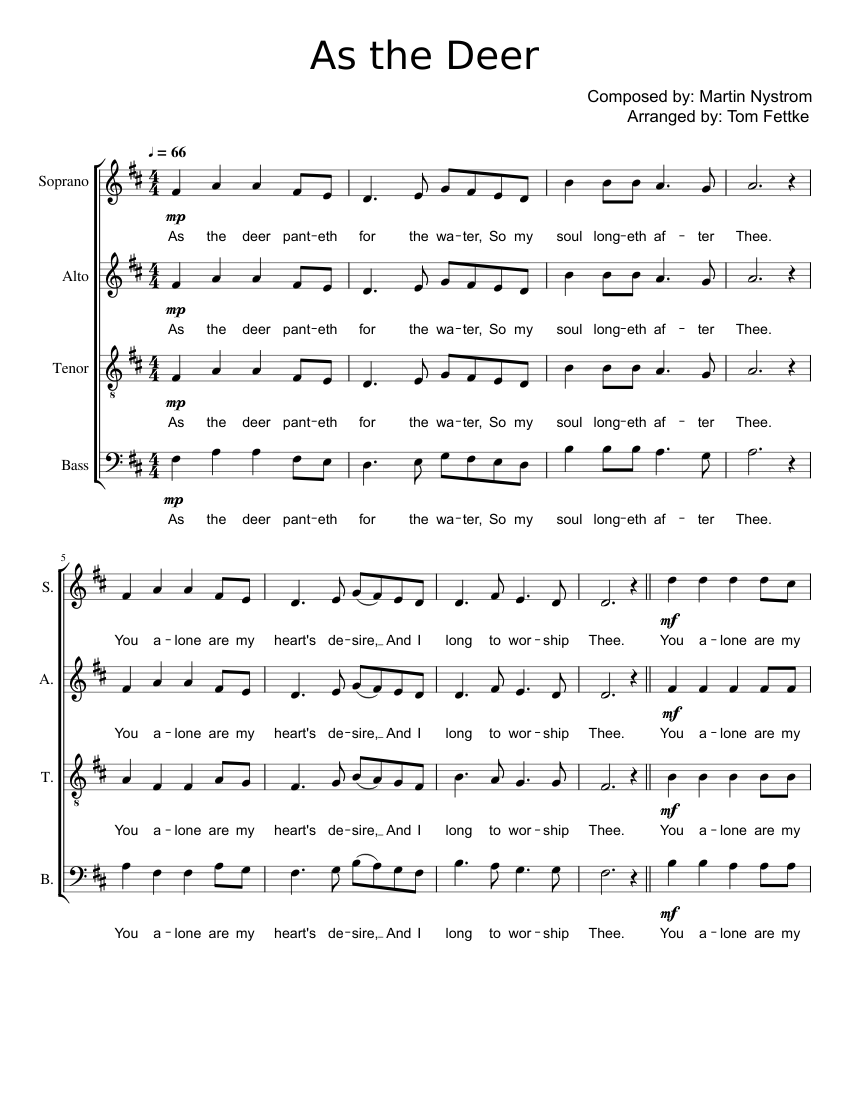 As the Deer sheet music for Voice download free in PDF or MIDI