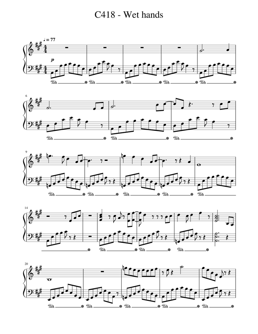 Wet hands Sheet music for Piano | Download free in PDF or MIDI
