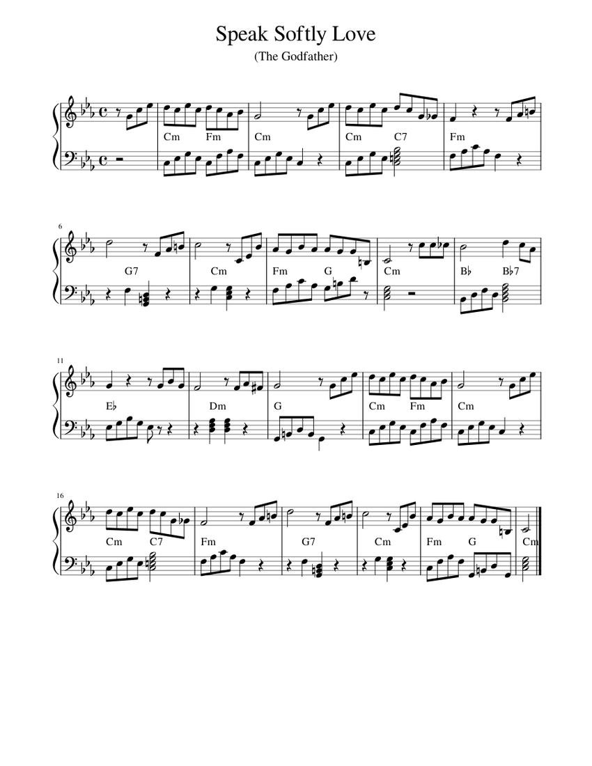 The godfather sheet music for Piano download free in PDF or MIDI