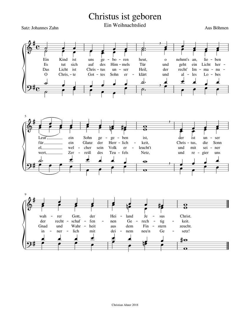 Christus ist geboren Sheet music for Voice | Download free in PDF or