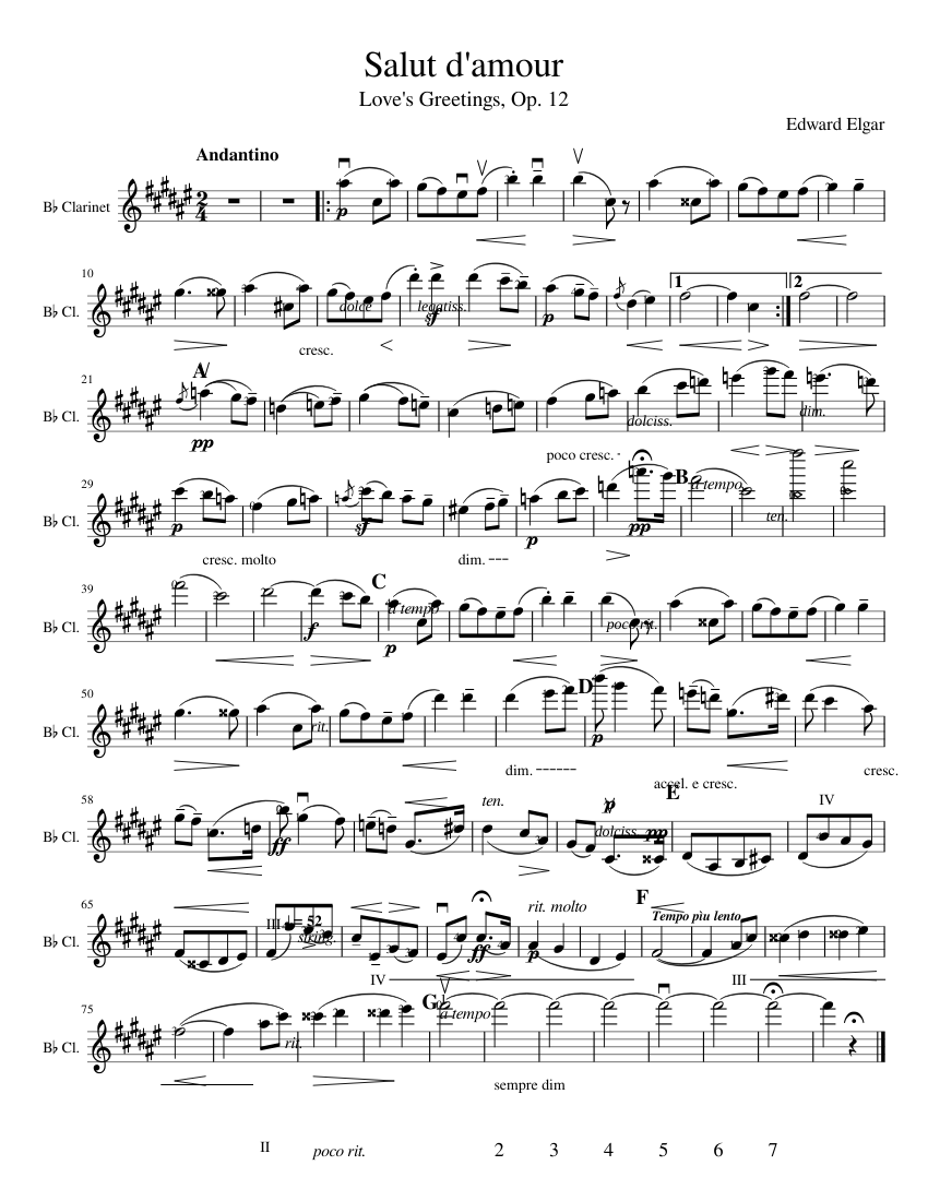 Salut d'amour Elgar Sheet music for (In B Flat) (Solo)