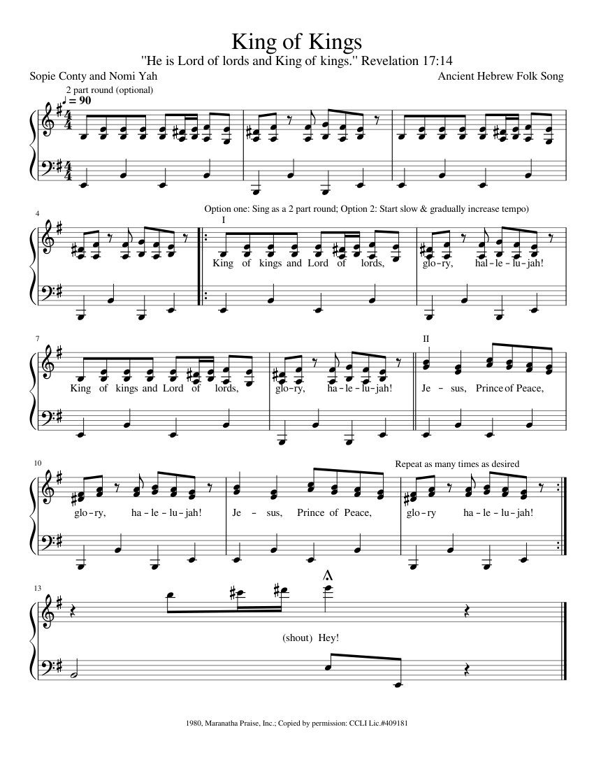 King of Kings sheet music for Clarinet download free in PDF or MIDI