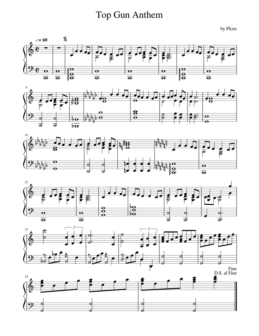 Top Gun Anthem Sheet music for Piano | Download free in PDF or MIDI