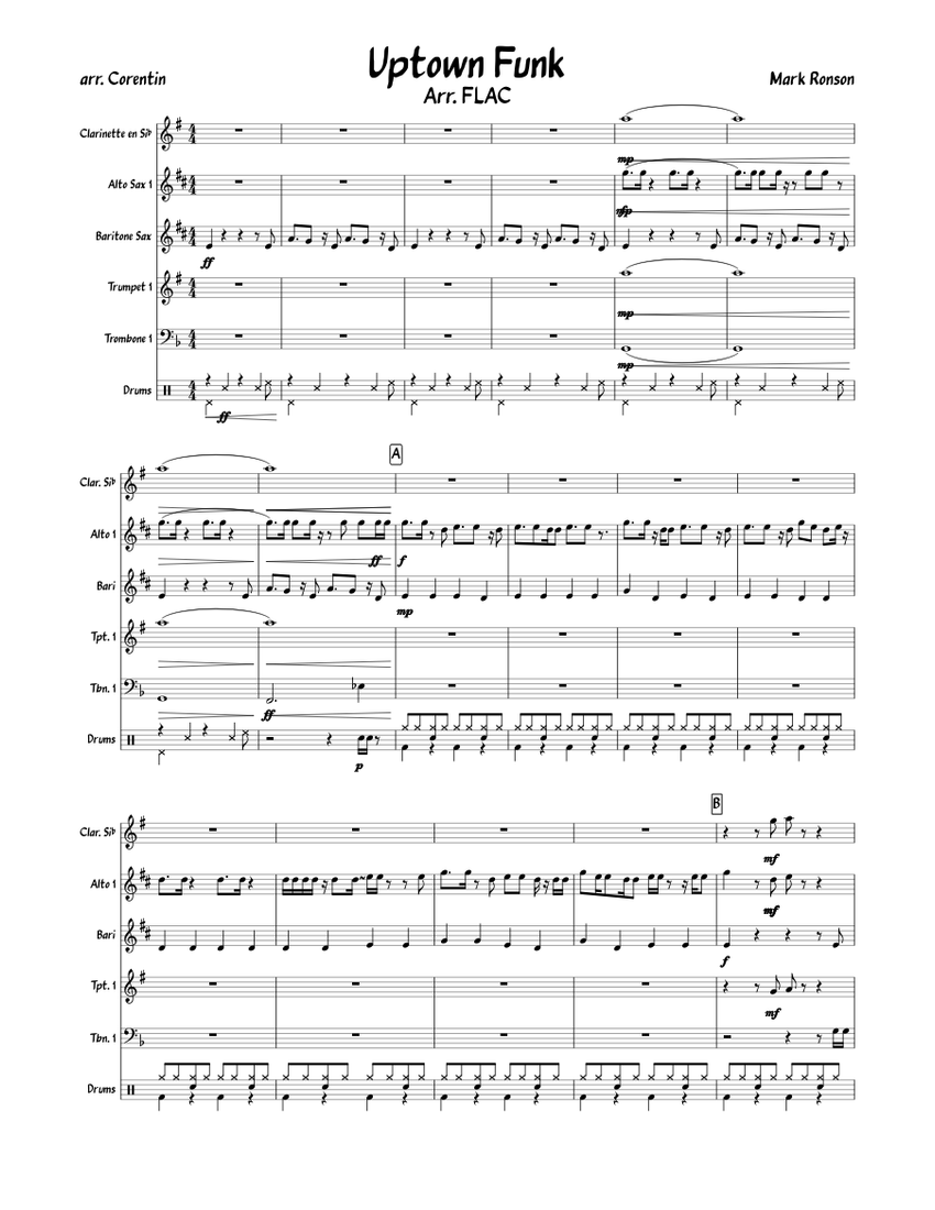 Uptown Funk FLAC Sheet music for Alto Saxophone, Baritone