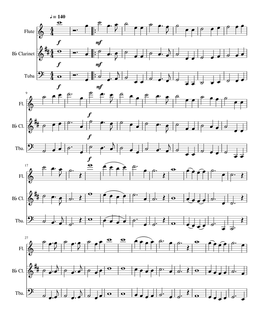 ussr national anthem trio Sheet music for Flute, Tuba