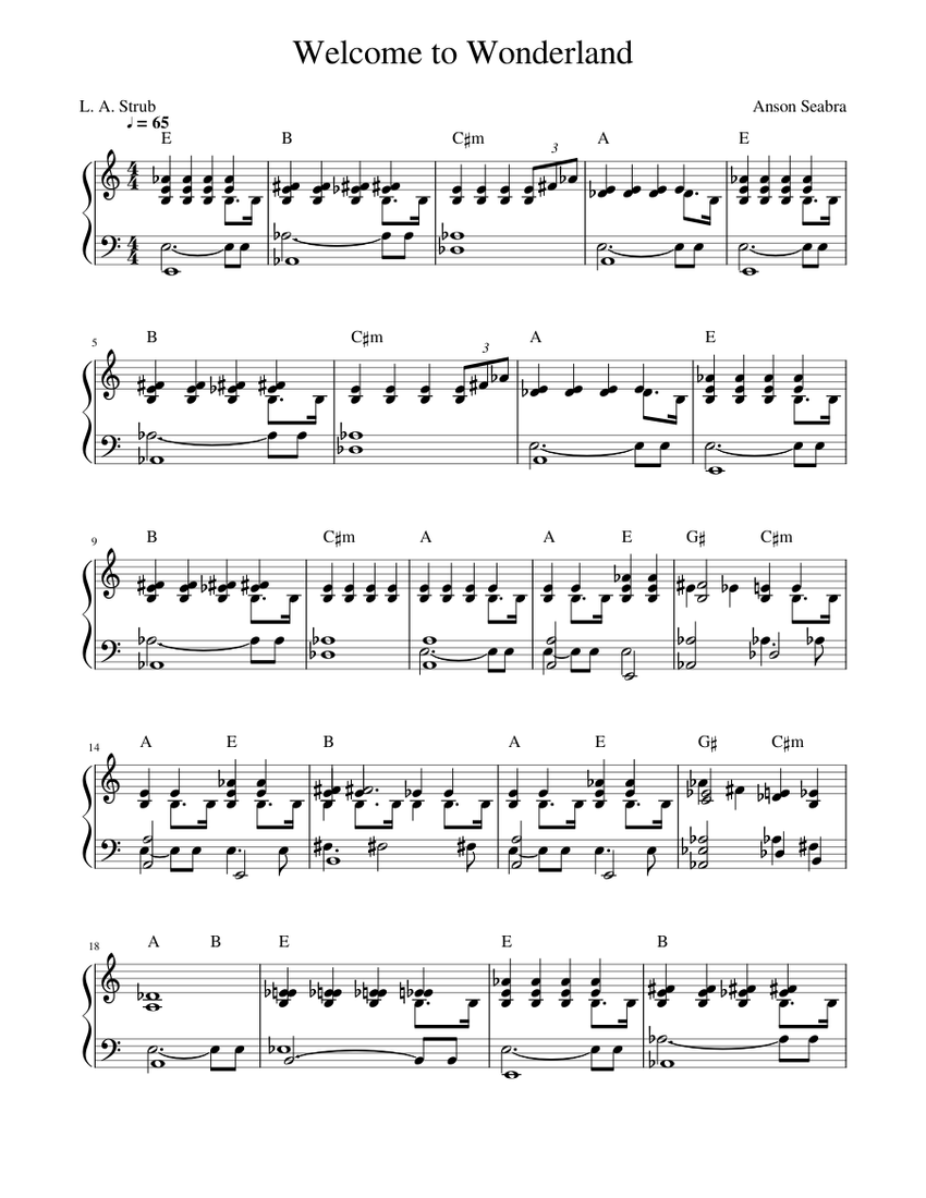 Welcome To Wonderland By Anson Seabra Sheet Music For Piano Download Free In Pdf Or Midi Musescore Com