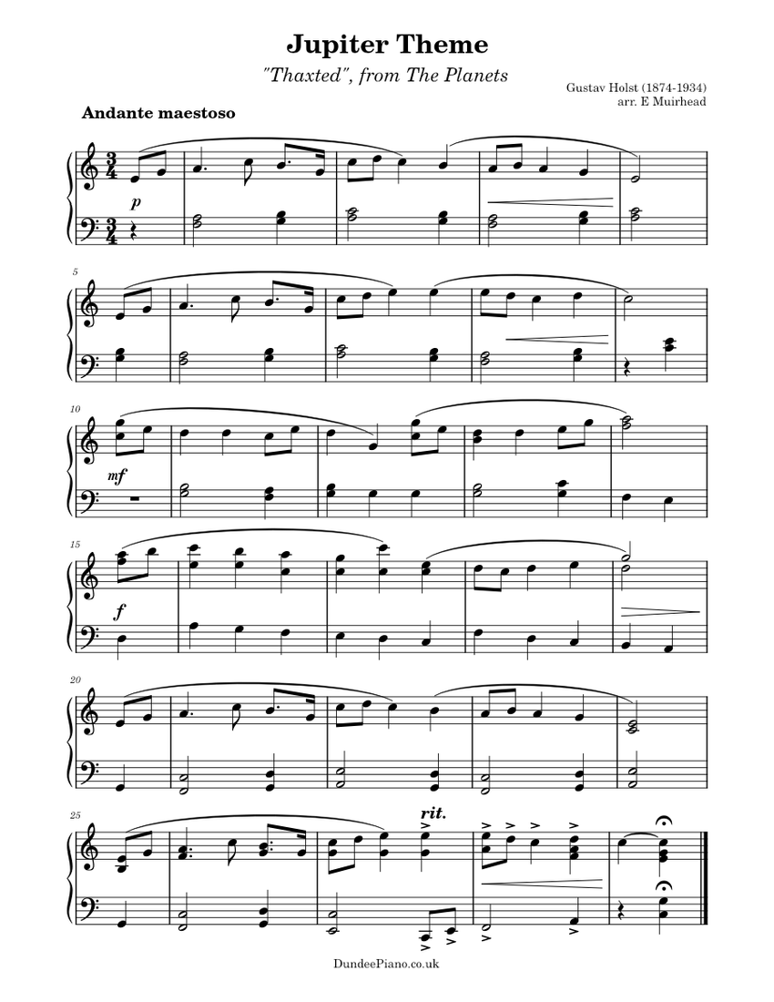 Jupiter Theme - beginner piano Sheet music for Piano (Solo) | Musescore.com