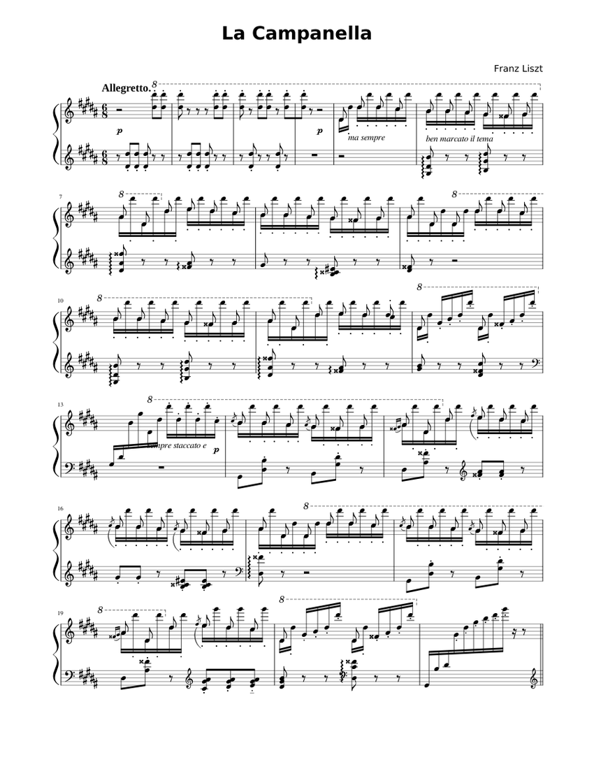 La Campanella Sheet music for Piano (Solo) | Musescore.com