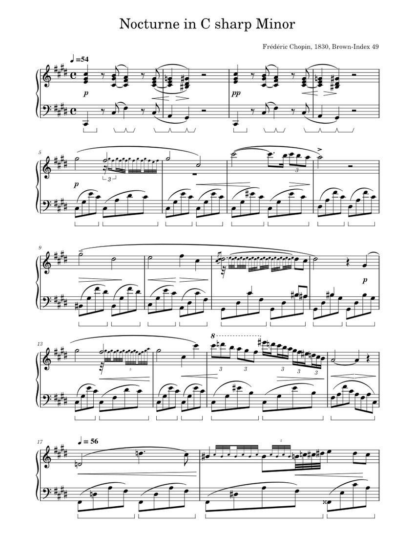 Chopin Nocturne No. 20 in C# minor Op.posth. Sheet music for Piano