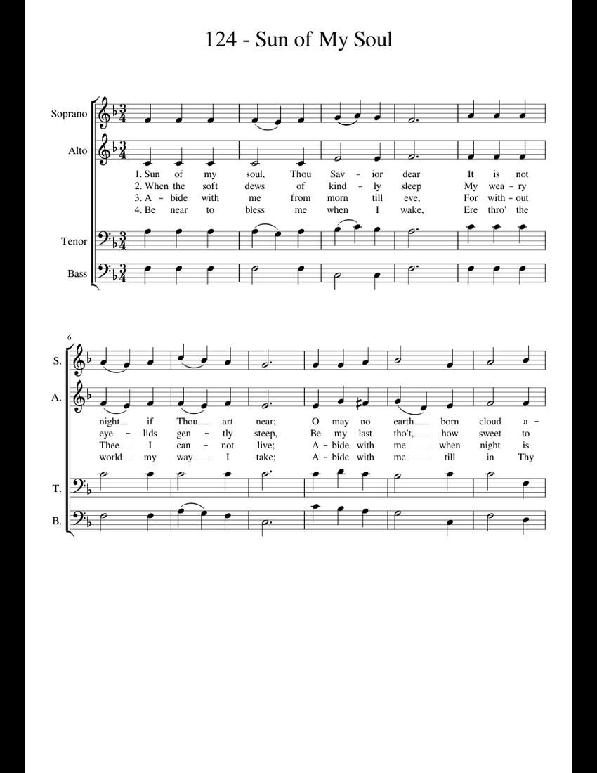 124 Sun of My Soul sheet music for Organ download free in PDF
