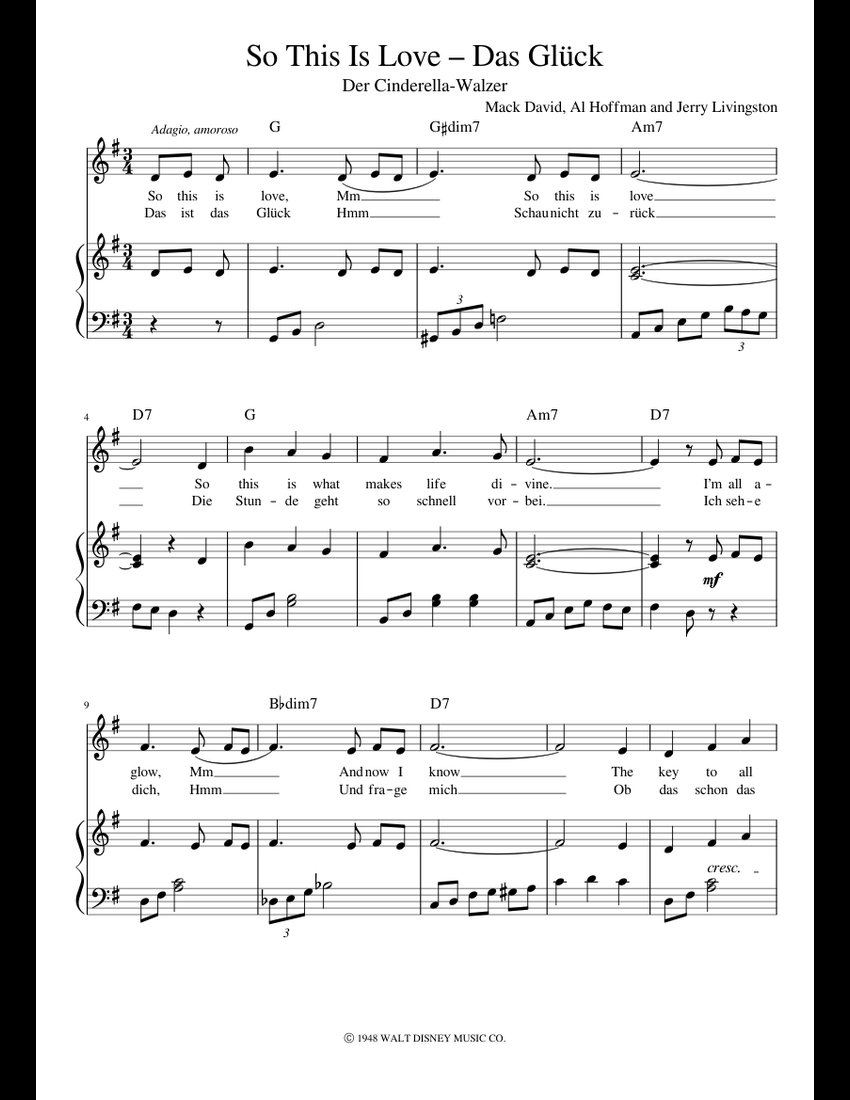 So This Is Love sheet music for Piano, Voice download free in PDF or MIDI