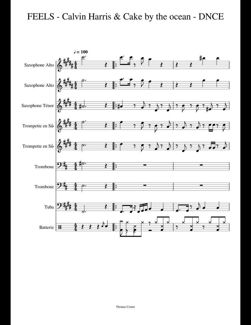 FEELS Calvin Harris & Cake by the ocean DNCE sheet music for Alto