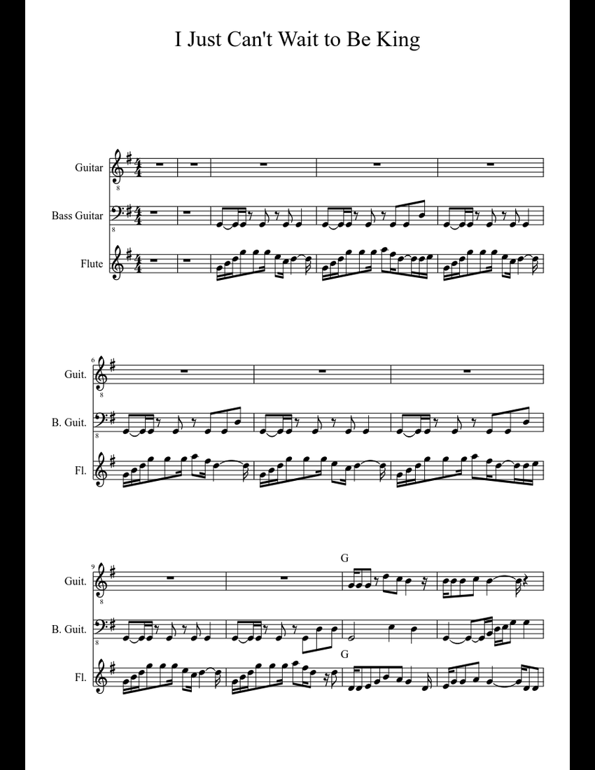 I Just Can't Wait to Be King - C Instruments sheet music download free