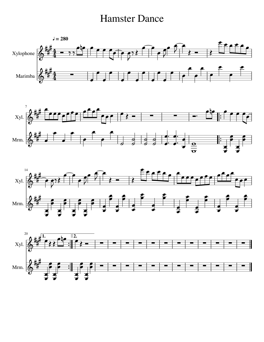 Hamster Dance sheet music for Percussion download free in PDF or MIDI