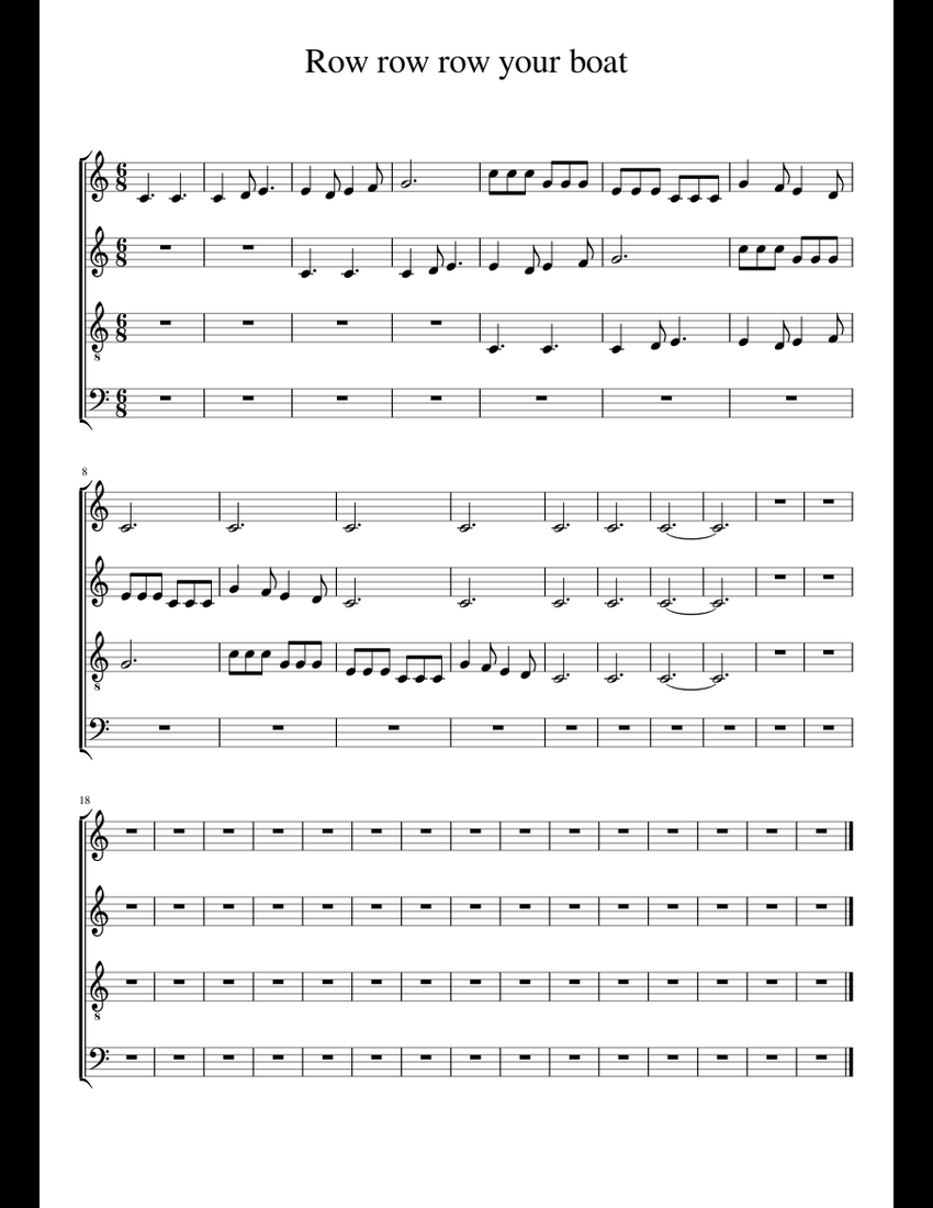 Row row row your boat sheet music for Voice download free