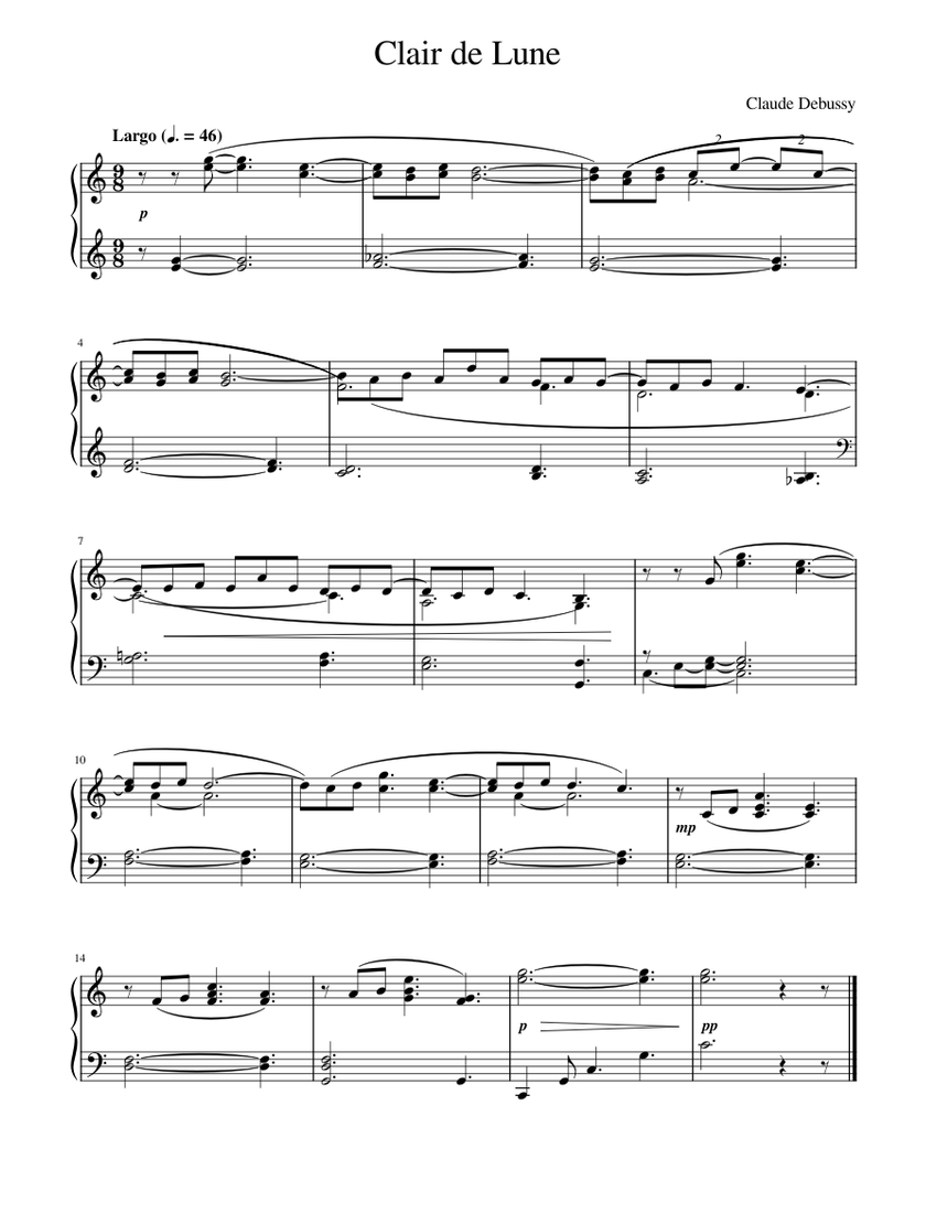 Clair de Lune (easy) Sheet music for Piano | Download free in PDF or