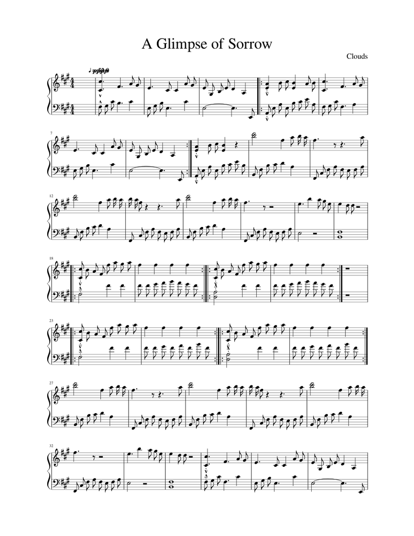 A Glimpse of Sorrow (Clouds) Sheet music | Download free in PDF or MIDI