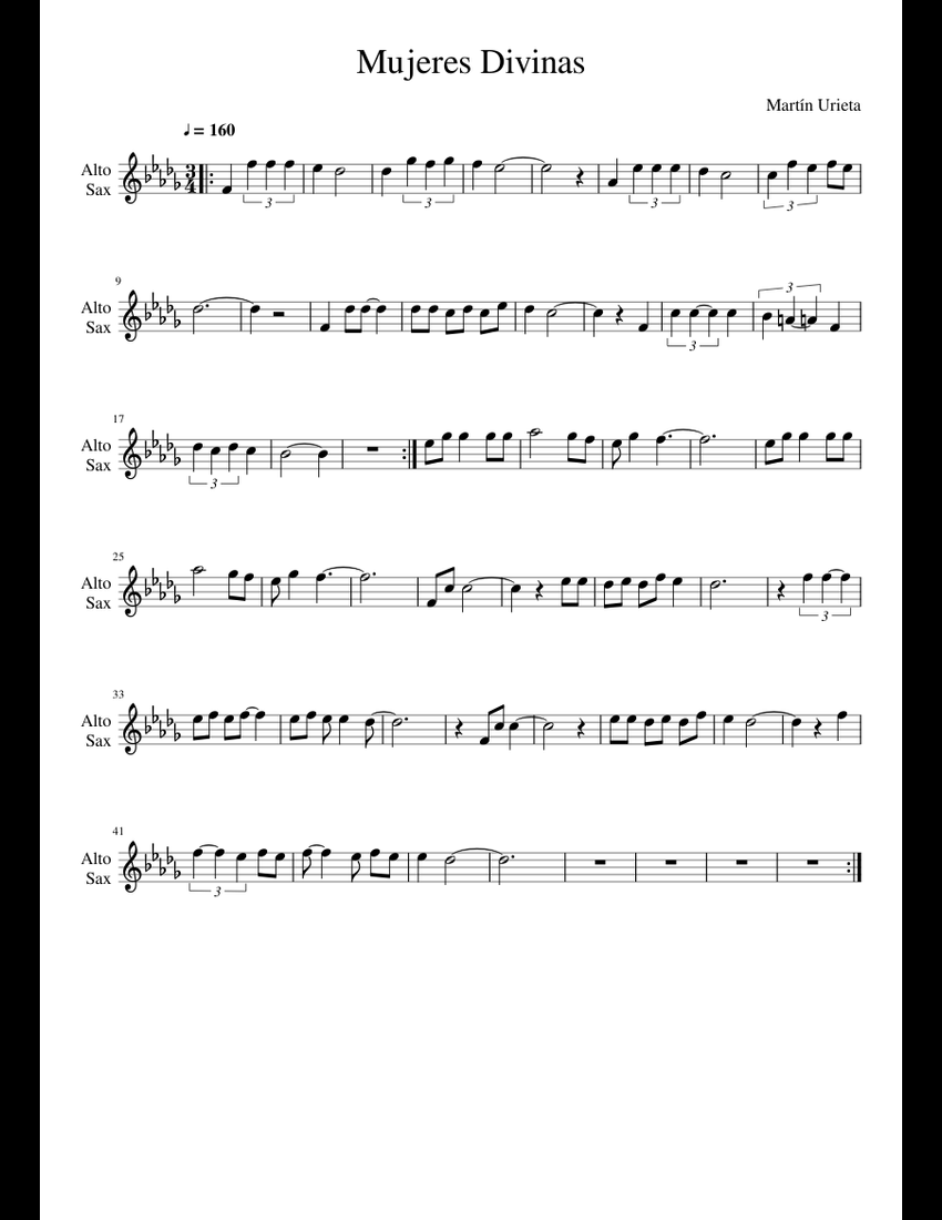 Mujeres Divinas sheet music for Alto Saxophone download free in PDF or MIDI