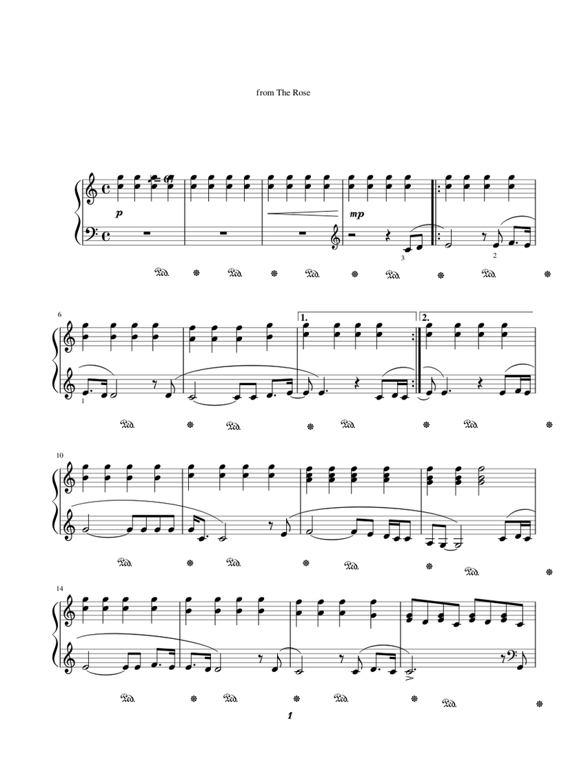 The Rose - Amanda McBroom sheet music for Piano download free in PDF or ...