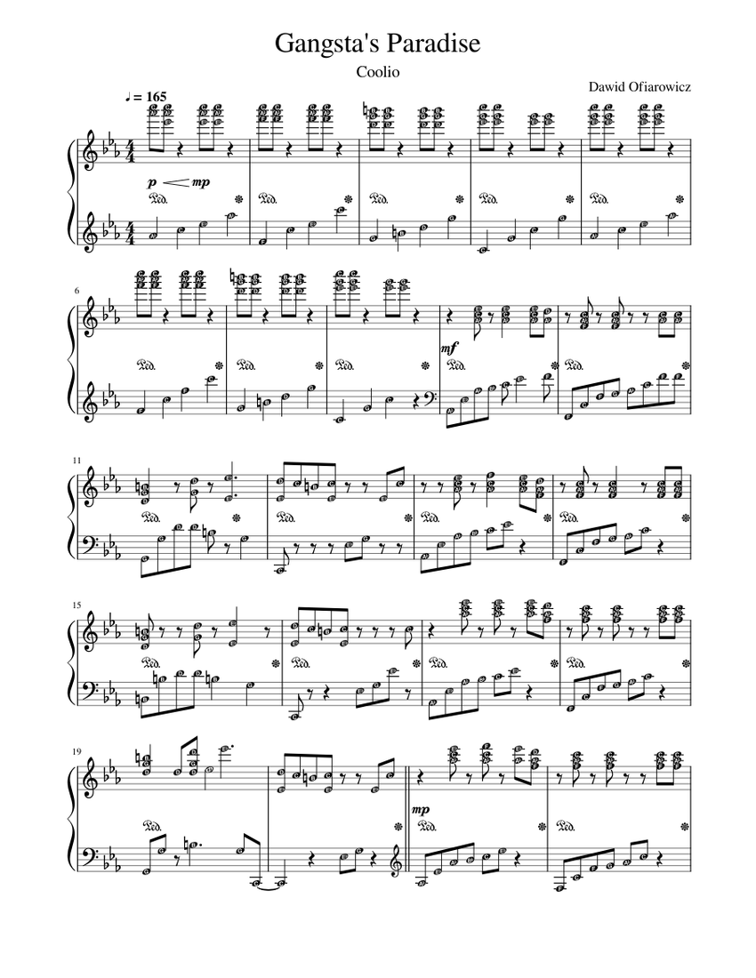 Coolio - Gangsta's Paradise Sheet music for Piano (Solo) | Musescore.com