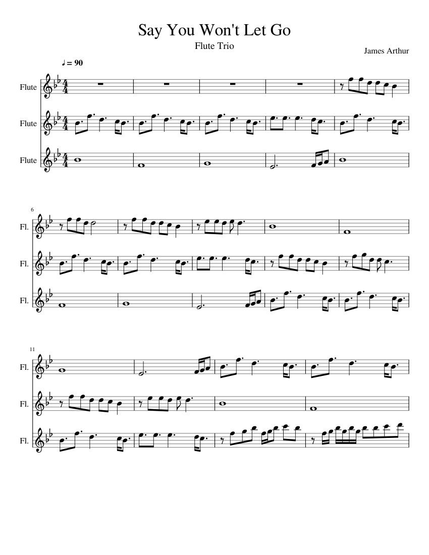 Say You Wont Let Go Flute Trio Sheet music for Flute | Download free in