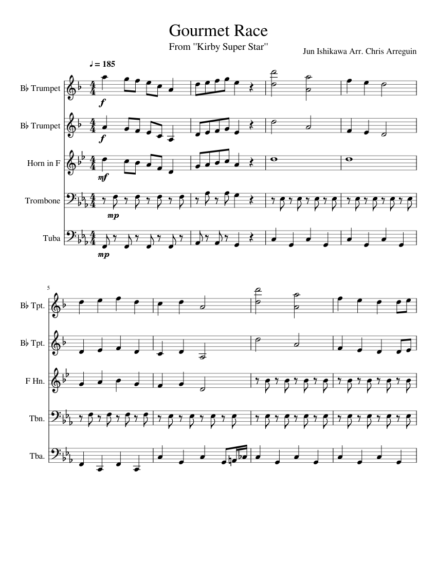 Gourmet Race Sheet Music For Trumpet French Horn Trombone Tuba