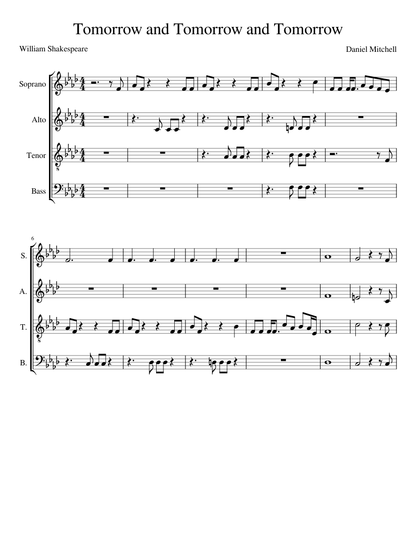 Tomorrow and Tomorrow and Tomorrow Sheet