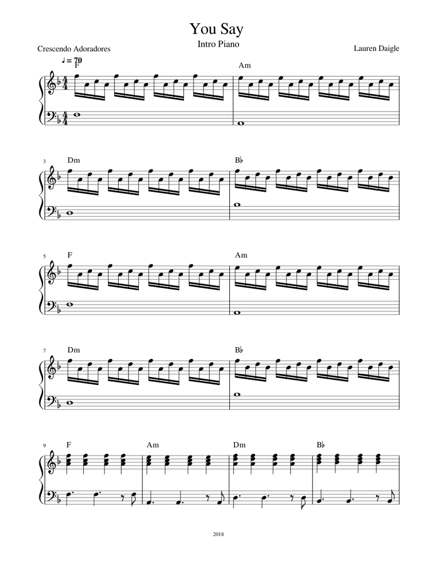 You Say Sheet music for Piano | Download free in PDF or MIDI ...