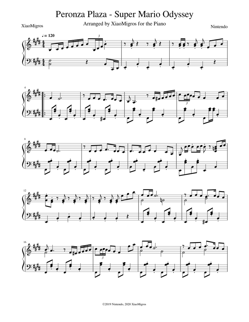 Peronza Plaza - Super Mario Odyssey Sheet music for Piano (Solo ...