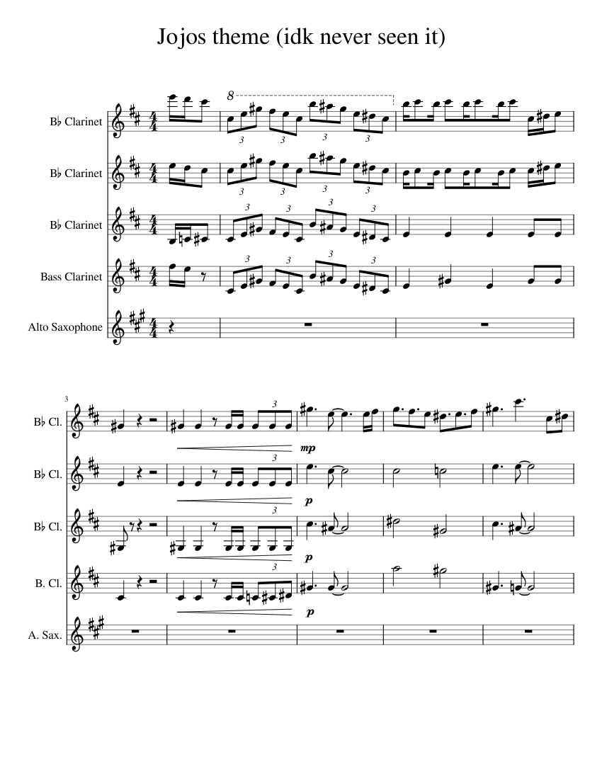 Giornos theme (idk never seen it) with a twiste Sheet music for (In B Flat), Saxophone