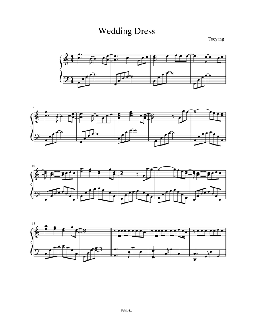 Wedding Dress sheet music for Piano download free in PDF