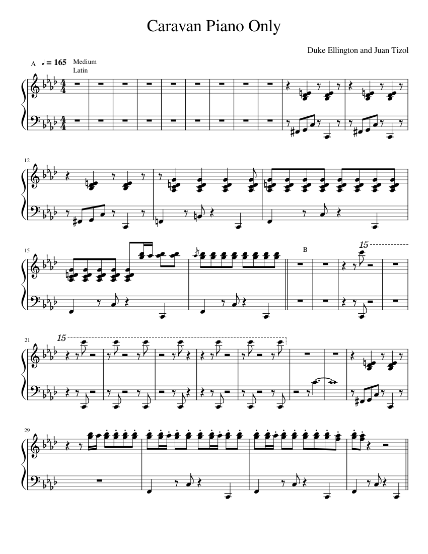 Caravan_Piano_Only Sheet music for Piano | Download free in PDF or MIDI