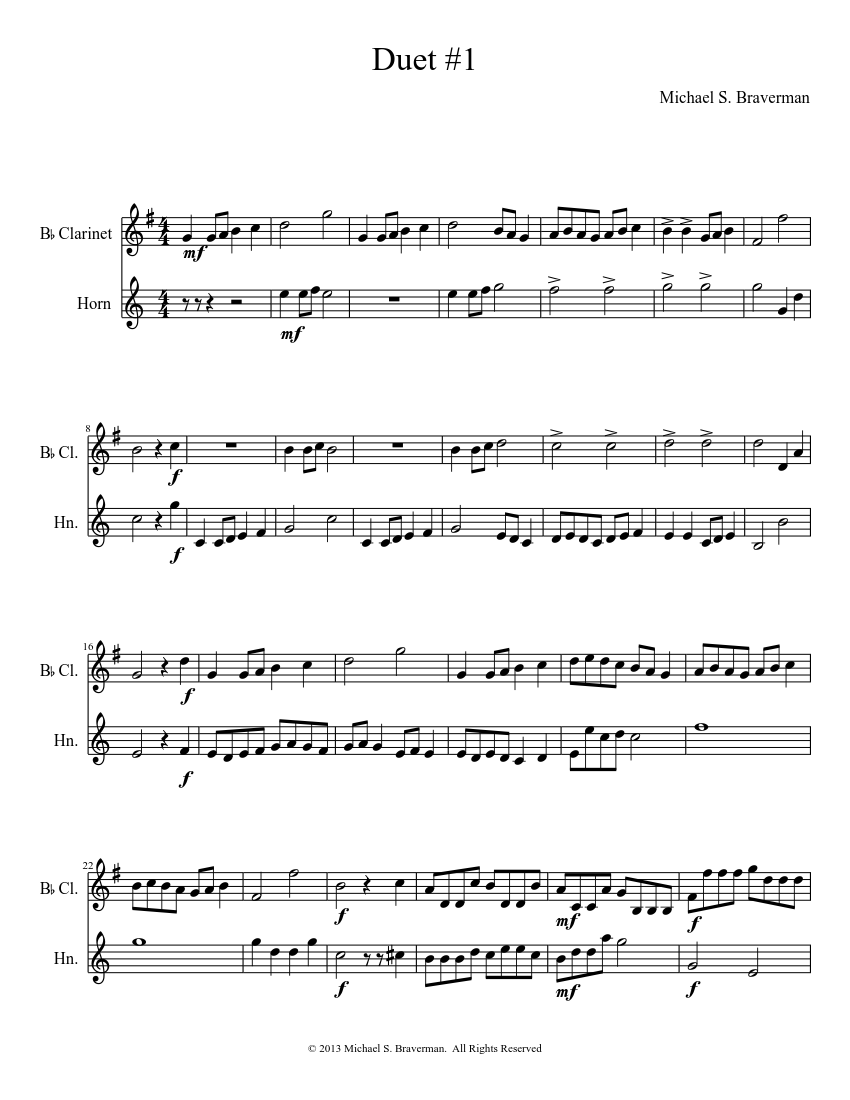 Duet #1 Sheet music | Download free in PDF or MIDI | Musescore.com