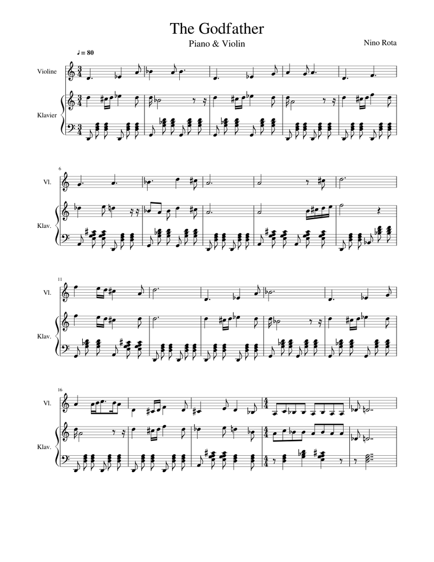 The Godfather Sheet Music For Violin Piano Download Free In Pdf Or 