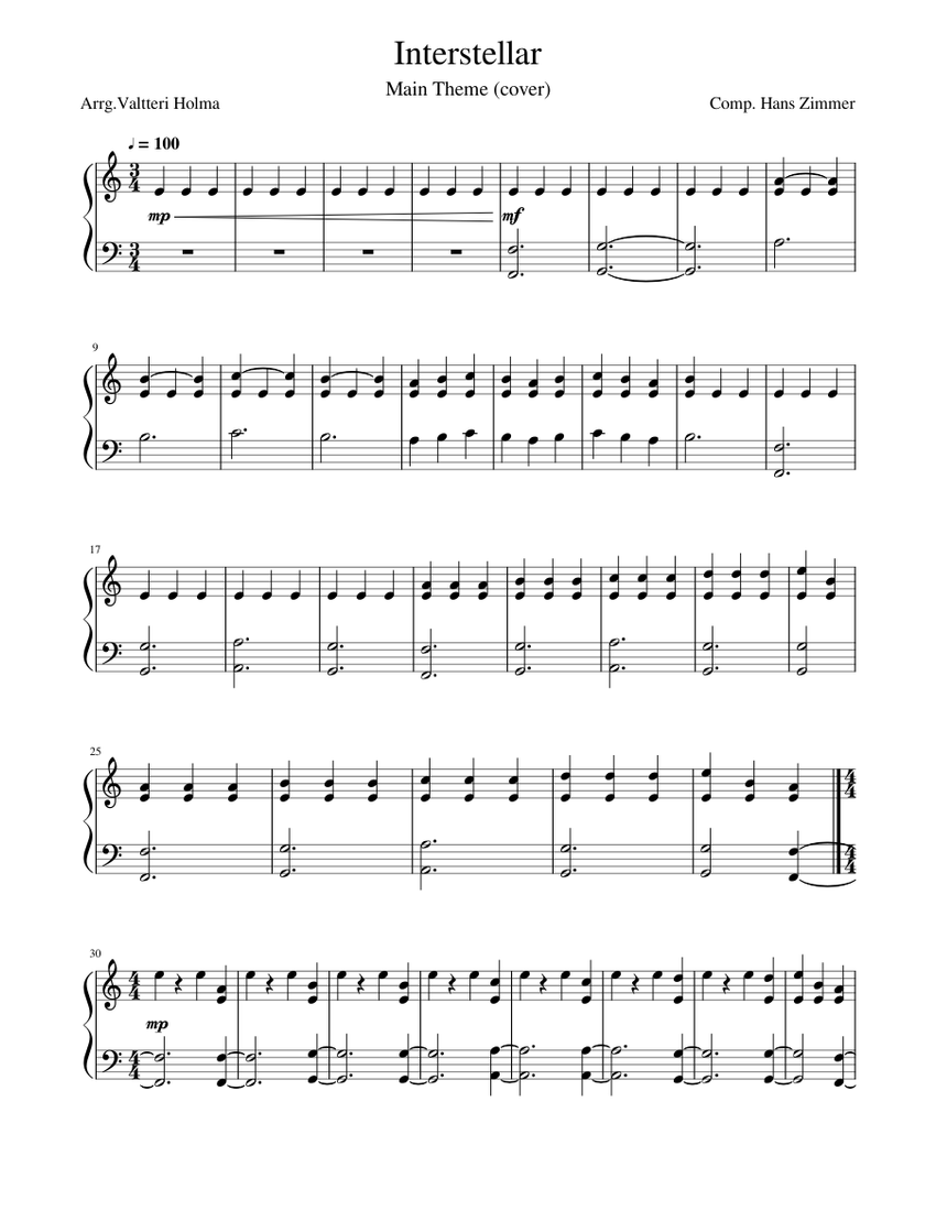 Interstellar - Main Theme "First Step" Sheet music for Piano | Download