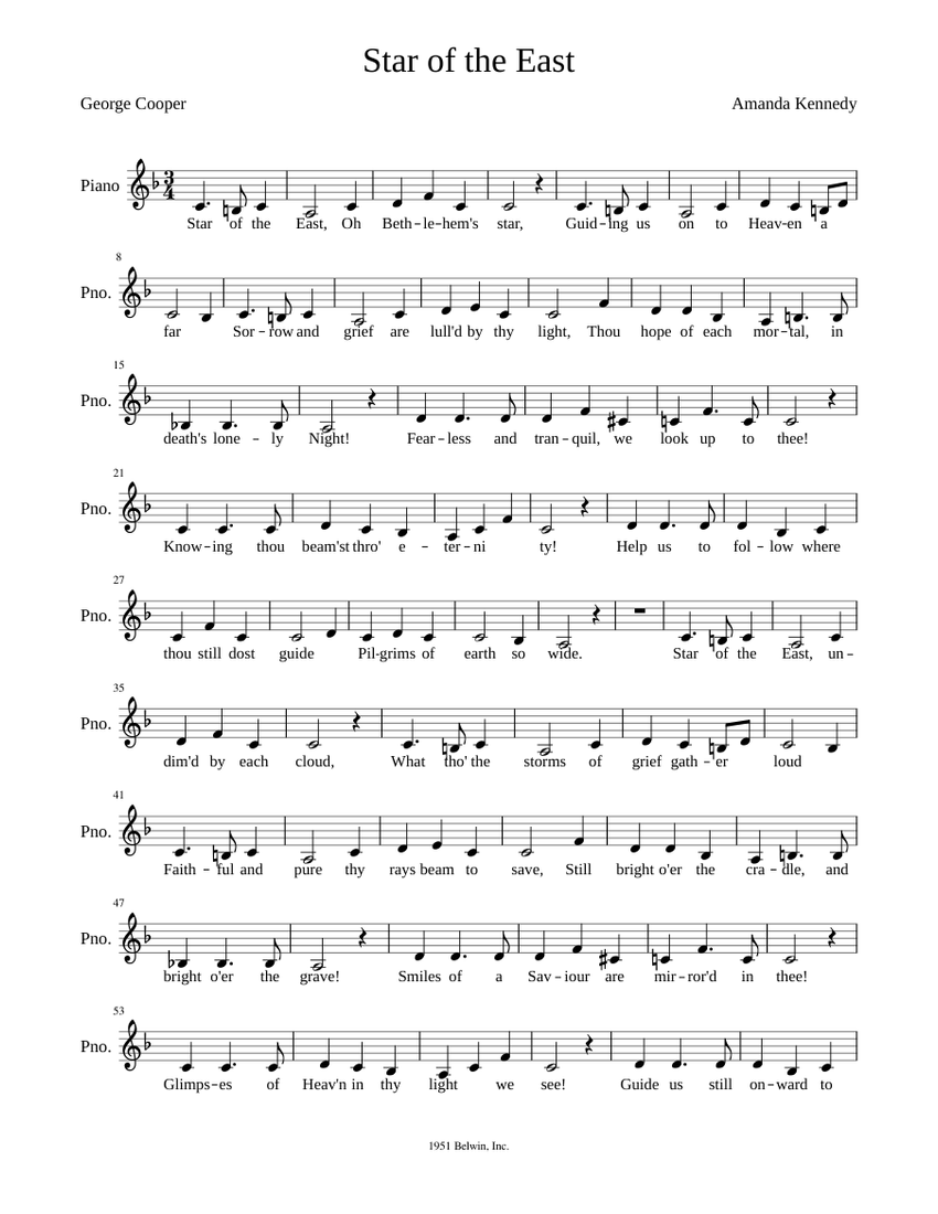 Star of the East Sheet music for Piano | Download free in PDF or MIDI ...