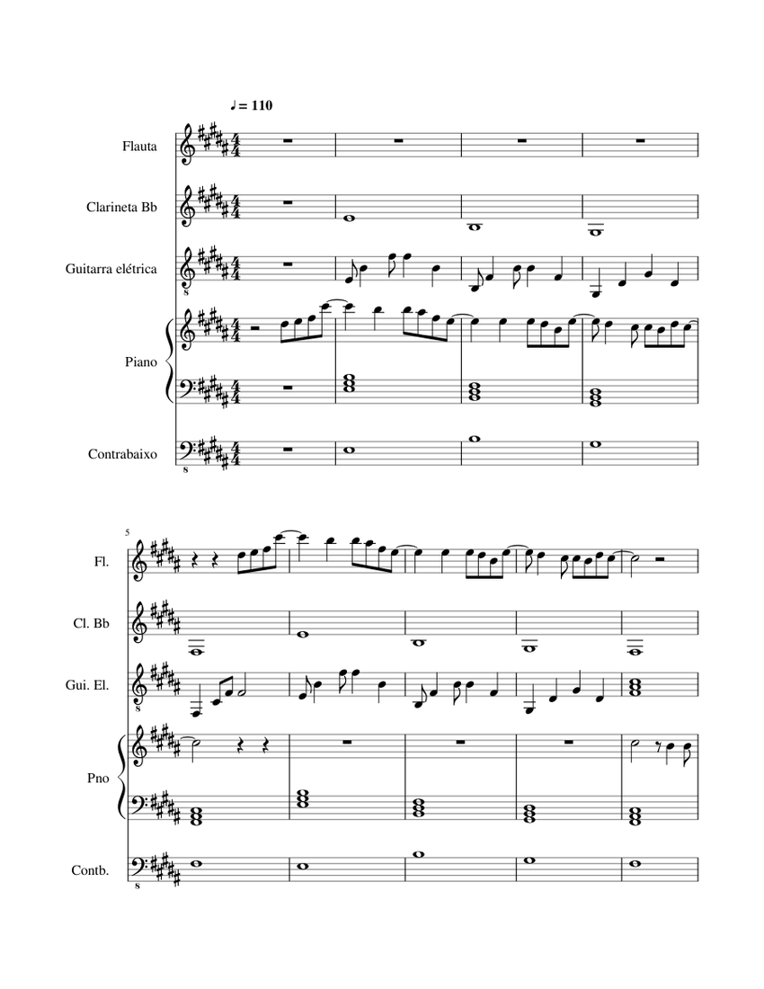 Payphone- Maroon 5 Sheet music for Flute, Clarinet, Piano, Guitar
