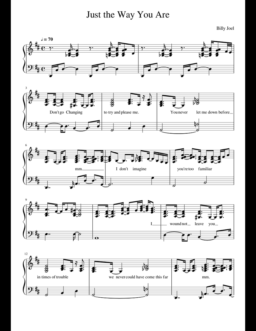 Just_the_Way_You_Are sheet music for Piano download free in PDF or MIDI