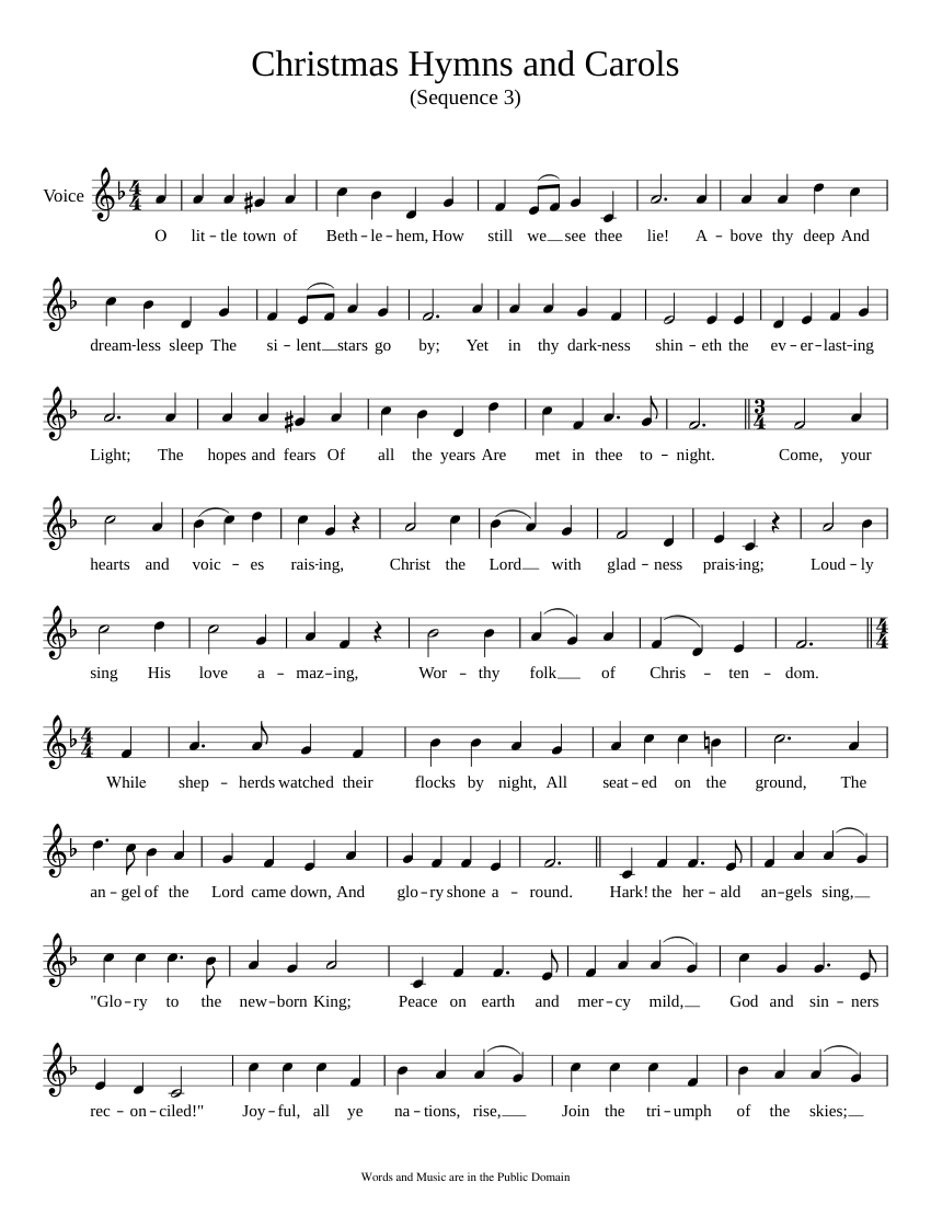 Christmas Hymns and Carols (Sequence 3) Sheet music for Voice ...