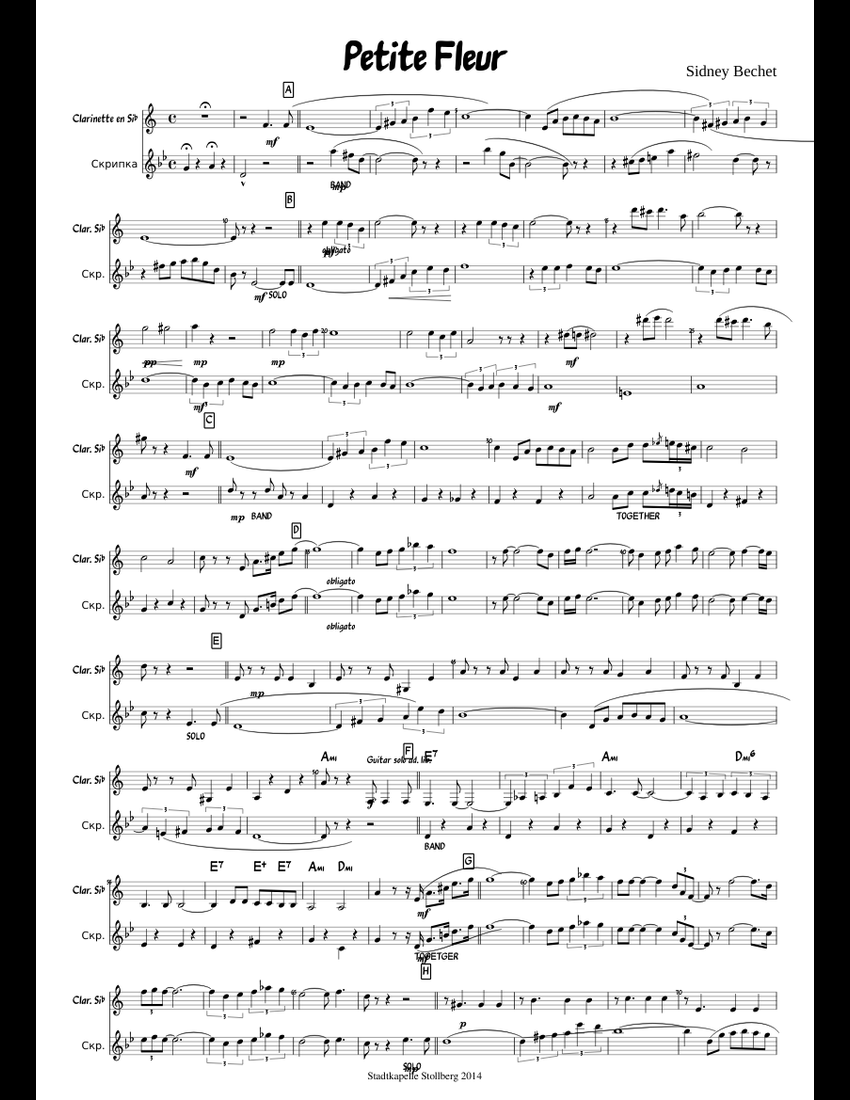Petite Fleur sheet music for Violin download free in PDF or MIDI