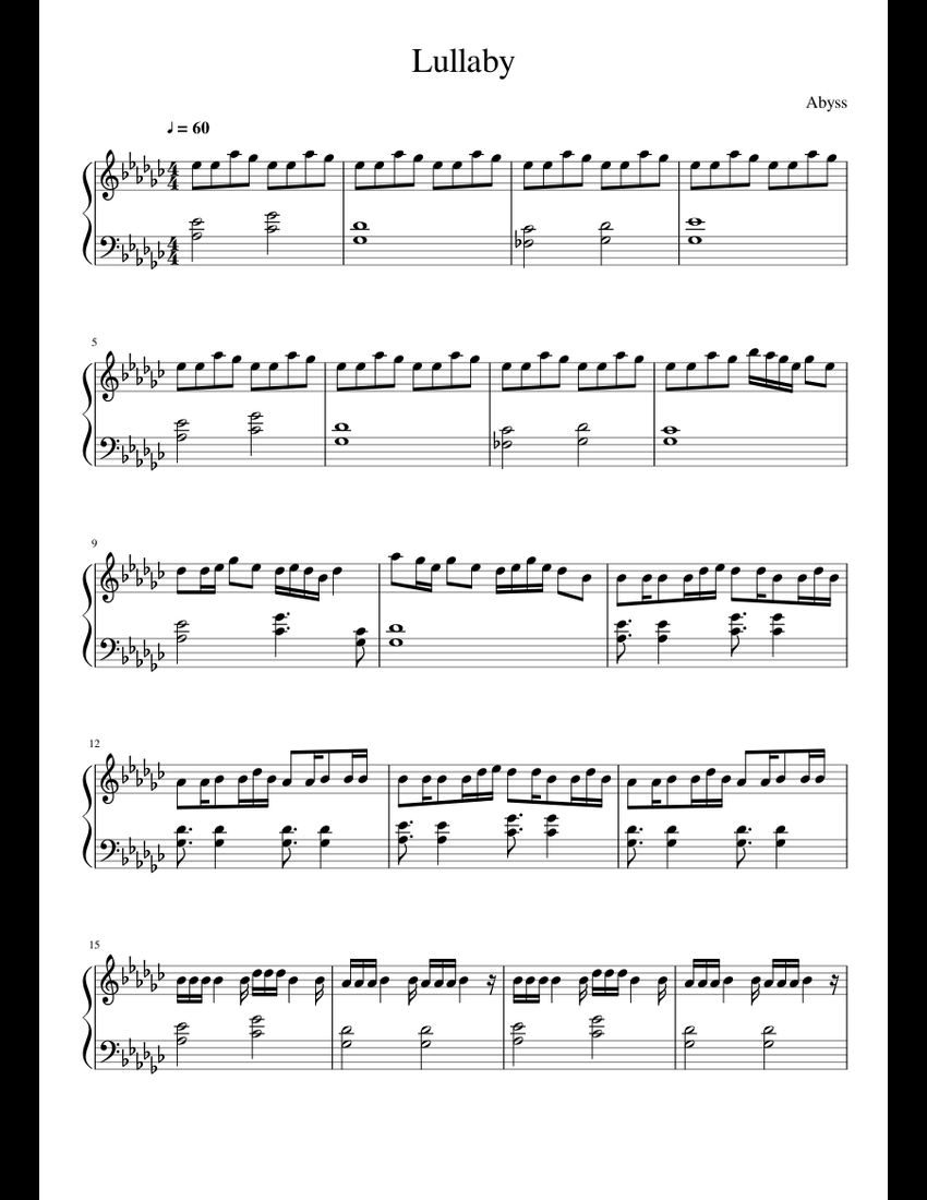 Cancion de cuna sheet music for Piano download free in PDF or MIDI