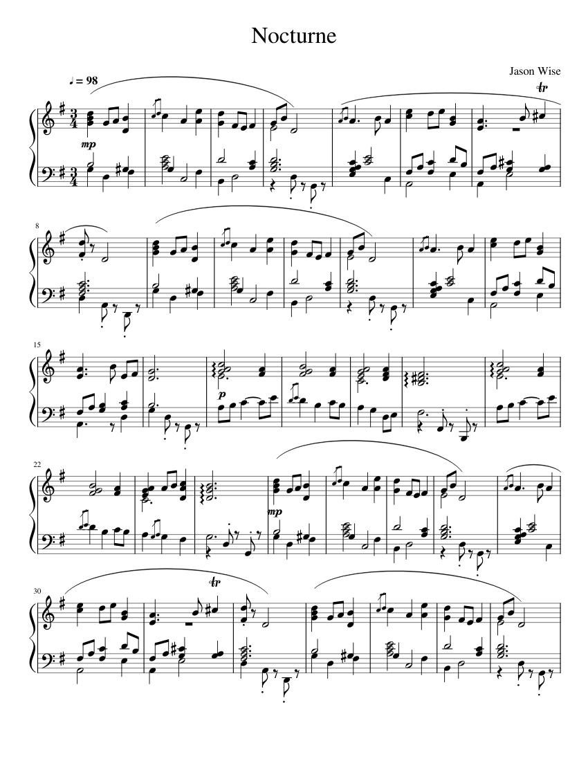 Nocturne Sheet music for Piano (Solo) | Musescore.com