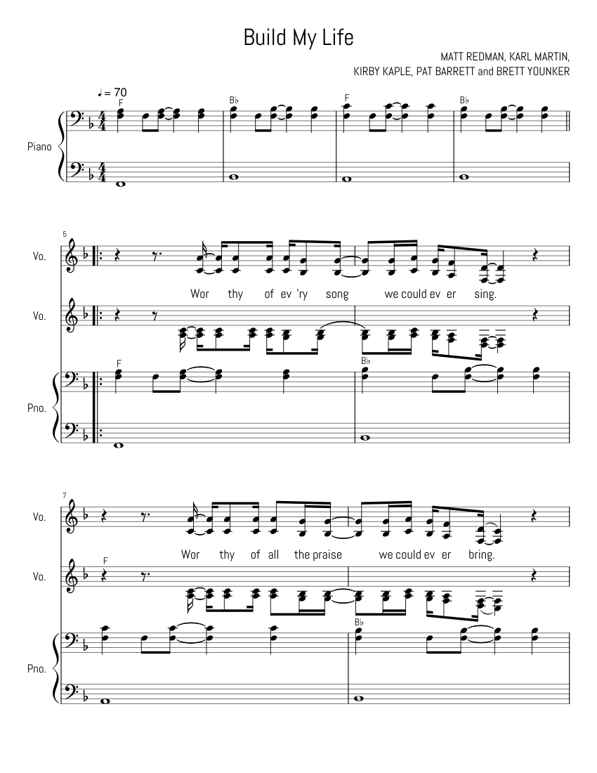 Build My Life sheet music for Piano, Voice download free in PDF or MIDI
